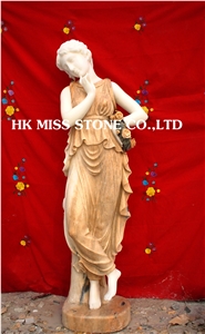 China White Marble Human Garden Sculpture,Handcarved Sculptures