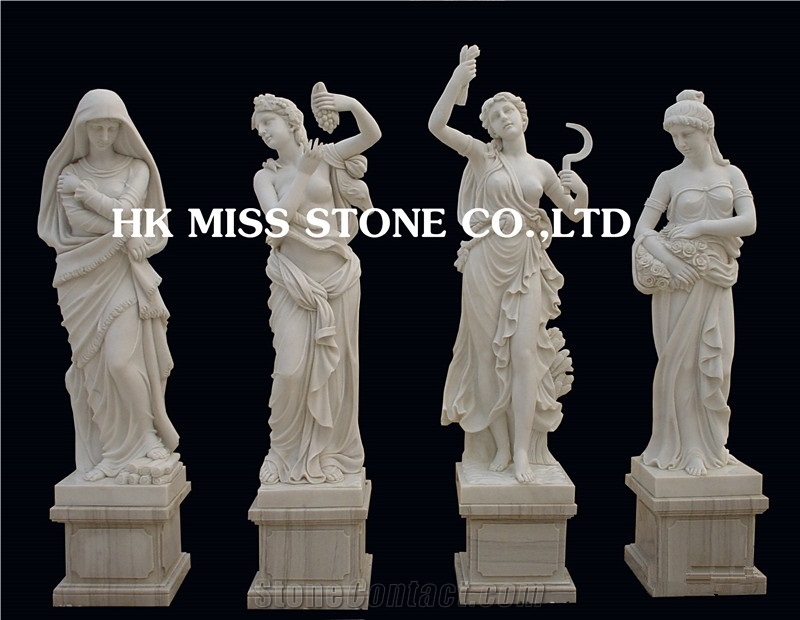 White Marble Human Sculpture,Stone Figure Carving Human Garden Statues