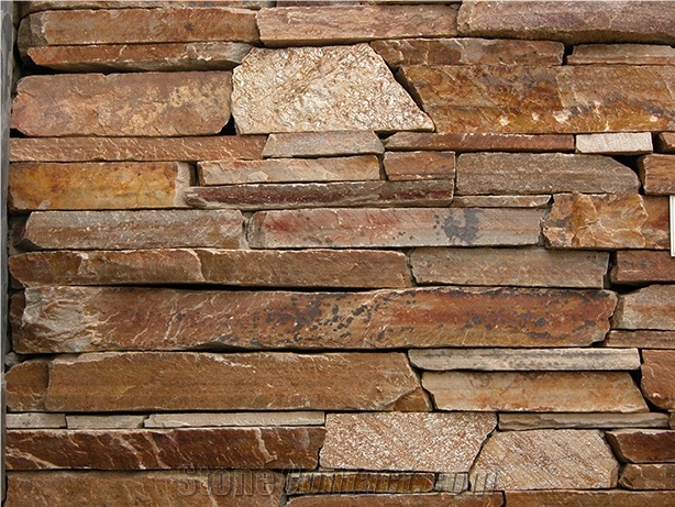 Plum Quartzite Stack Dry Wall