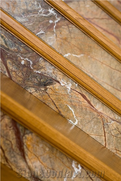 Rain Forest Brown Marble Staircase