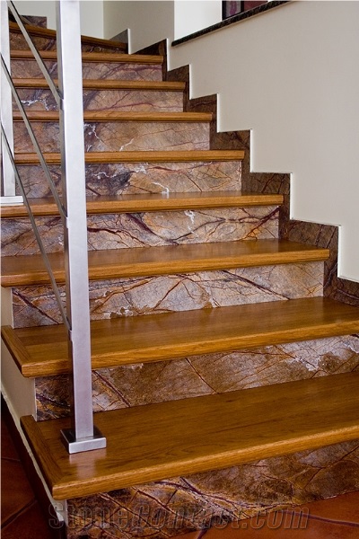 Rain Forest Brown Marble Staircase