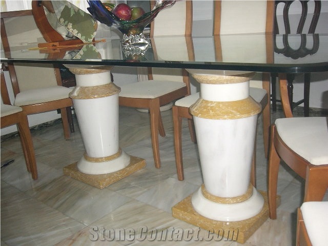 Branco Estremoz Marble and Lioz Dourado Limestone Table Stand