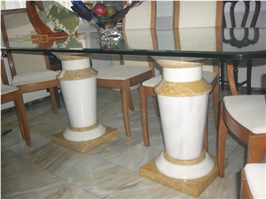 Branco Estremoz Marble and Lioz Dourado Limestone Table Stand
