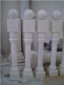 Branco Estremoz Marble Carved Balustrades
