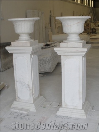 Estremoz Branco Estatuaria Marble Carved Flower Pots