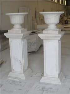 Estremoz Branco Estatuaria Marble Carved Flower Pots