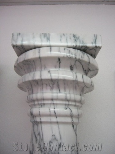 Pele Tigre Marble Carved Column Base and Column Top