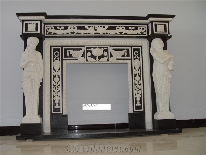 China White Marble Scuplture Fireplace