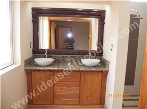 Granite Bath Vanity Top with Solid Surface Vessel Wash Basins