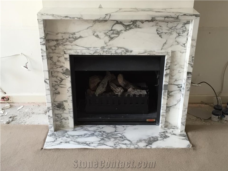 Custom Made Arabescato Fireplace