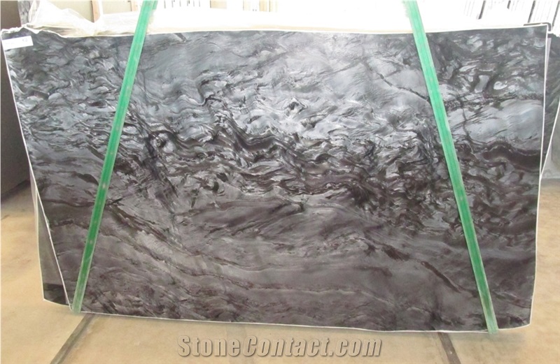 Black Fantasy Granite Slabs, Brazil Black Granite