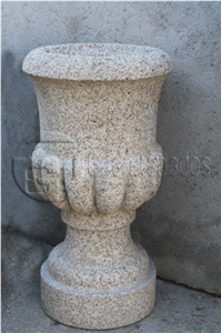 Amarelo Vila Real Granite Carved Flower Vases