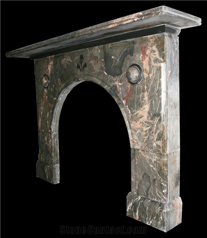 Antique Ashburton Marble Fire Surround with an Arched Aperture