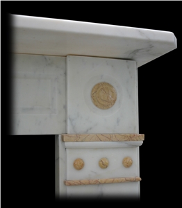 Antique Late Victorian Marble Fireplace Surround in Crema Valencia Marble with Brocatella Marble Detail