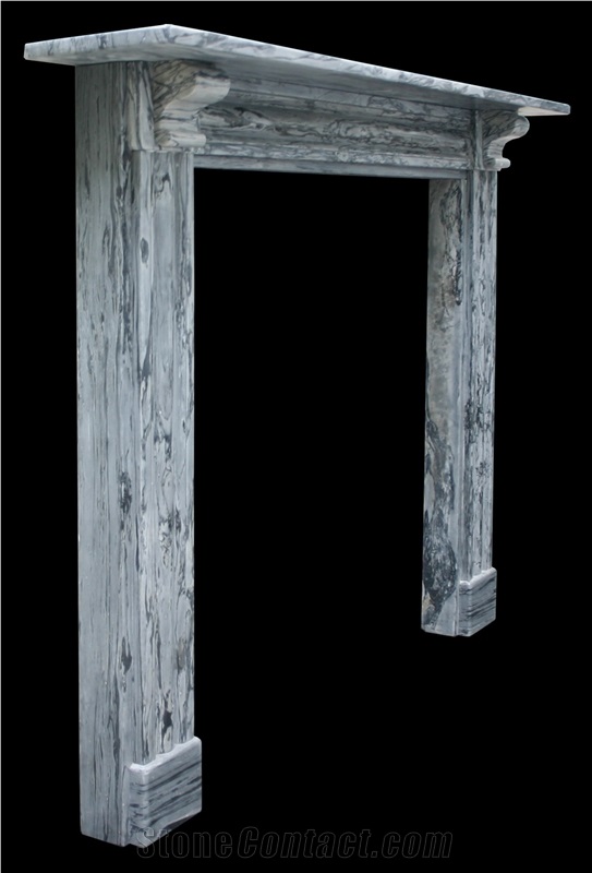 Antique Reclaimed Regency Striated Grey Marble Fire Surround