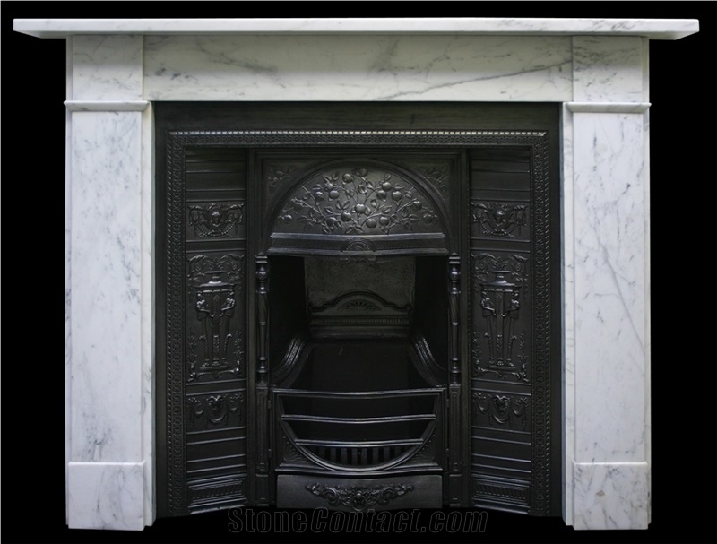 Antique Victorian Reclaimed Carara Marble Fireplace