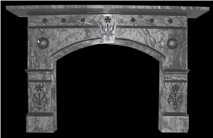 Rare Antique Late Victorian Aesthetic Period Striated Dove Grey Marble Fire Surround