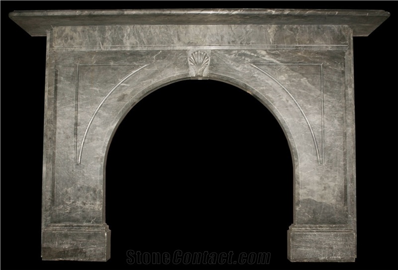 Reclaimed Mid Victorian Irish Grey Marble Fire Surround with an Arched Aperture
