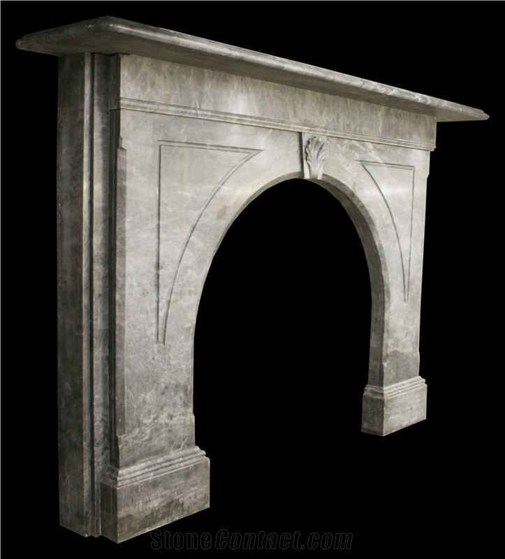 Reclaimed Mid Victorian Irish Grey Marble Fire Surround with an Arched Aperture