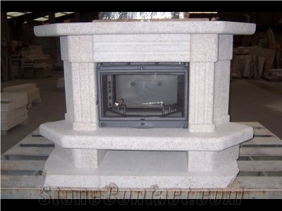 Crema Champan Granite Fireplace