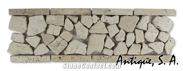 Guatemala Coral Stone Broken Piece Mosaic Border