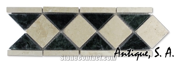 T.S. 12 Triangles Green Marble Mosaic Border