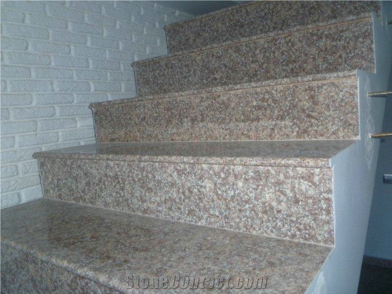 China Peach Red G687 Granite Stairs & Steps,China Blossom Red Granite,Pink Granite Steps