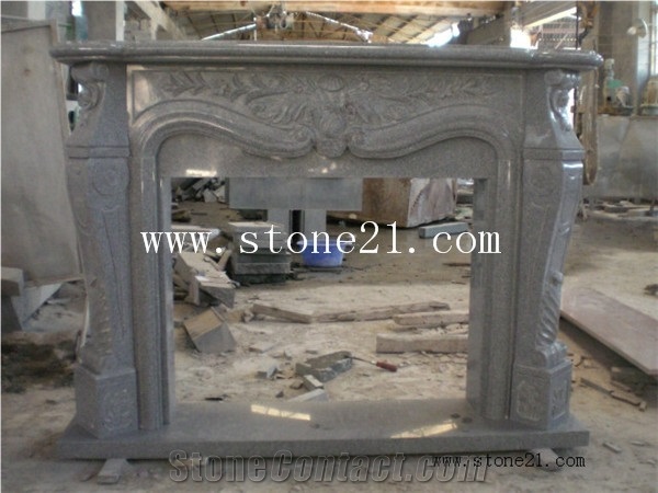 China Cheap Nature Granite Stone Fireplace, High Quality Blue Granite Fireplace Surround