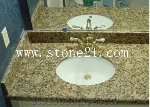 Giallo Fiorito Yellow Granite Vanity Tops, Brazil Giallo Fiorito Bathroom Countertops