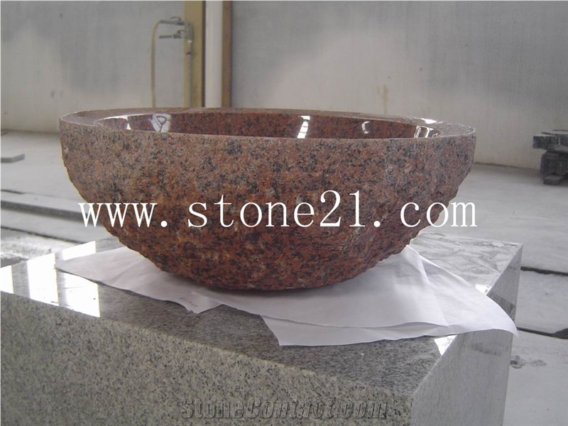 Mountain Red Marble Basin & Sink,Round Bathroom Stone Sink & Bowl