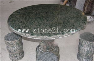 Olive Green Granite Garden Stone Tables & Benches on Sale, Stone Garden Decoration