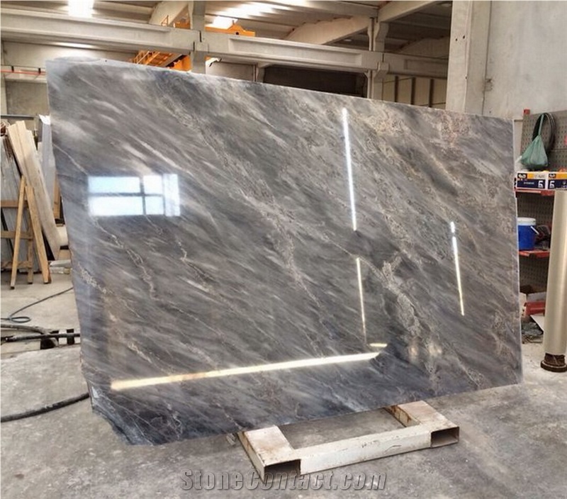 Grey Galaxy Ocean Marble High Glossy Polished Slabs, Grey Marble with Veins Machine Cutting Tiles French Pattern