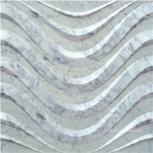 3d Natural White Carrara Wavy Decor Stone Wall Panel Cladding