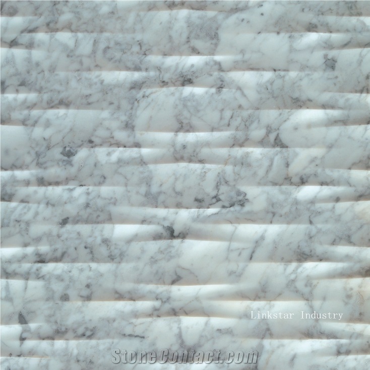  3D natural white carrara modular stone cladding tile 