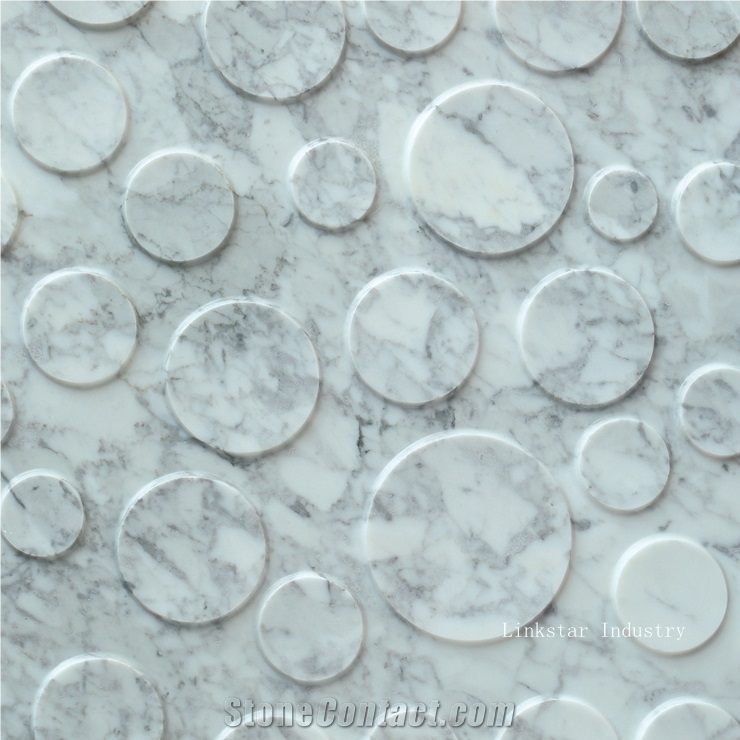 Natural cladding 3d white carrara feature marble tile 