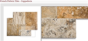 Cappadocia Scabos Travertine Chiseled Edge French Pattern Tiles