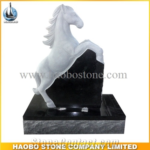 Black Granite Horse Headstone, Black Granite Monument & Tombstone