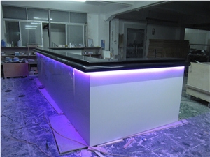 Elegant design seven color led light solid surface reception bar counter