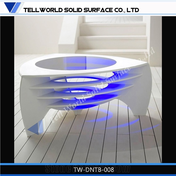 luxury fashion led glass dining coffee table