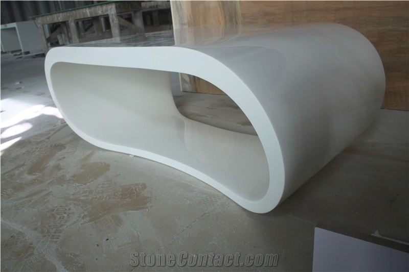 marble coffee table top, white curved unique tea table