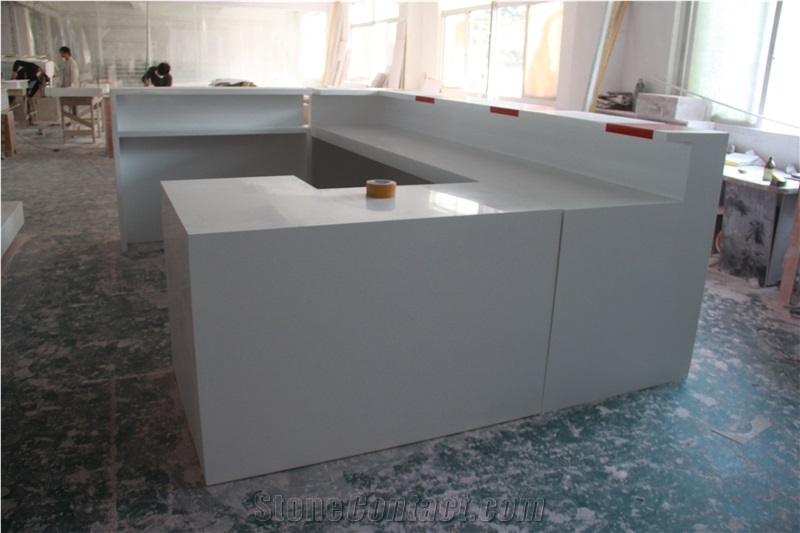 Modern red decorate table top design,solid surface table tops reception counter