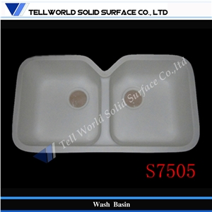 Quartz Stone Supply Free Design Artificial Marble Stone Acrylic Solid Surface Wash Basin Double Sinks