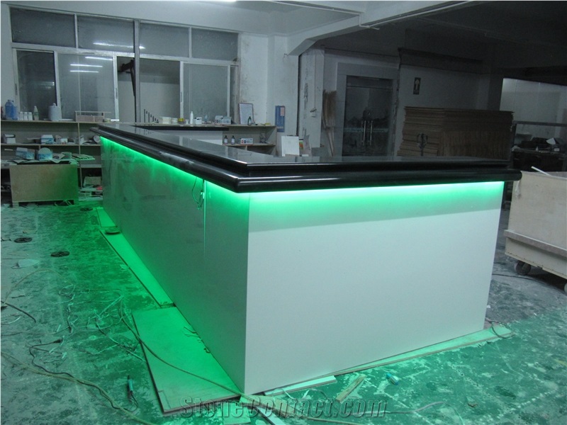Reception Countertops & Worktops with Flat Edge, Black artificial Marble Reception Counter