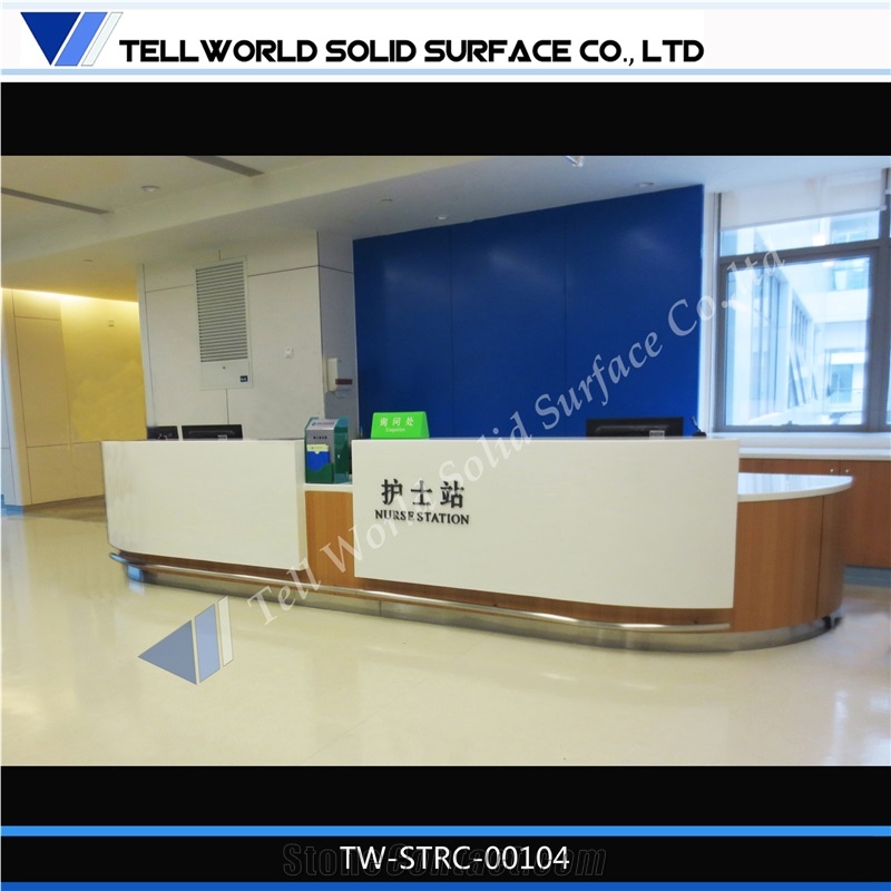 Simple Modern Design Reception Counter,White Solid Surface Reception Desk
