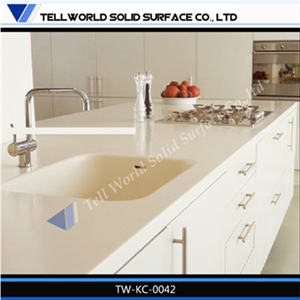 Snow white Engineer Stone Solid Surface Kitchen Countertops
