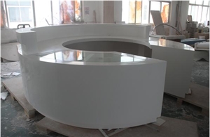 white high gloss round table tops,artificial stone reception counter/desk