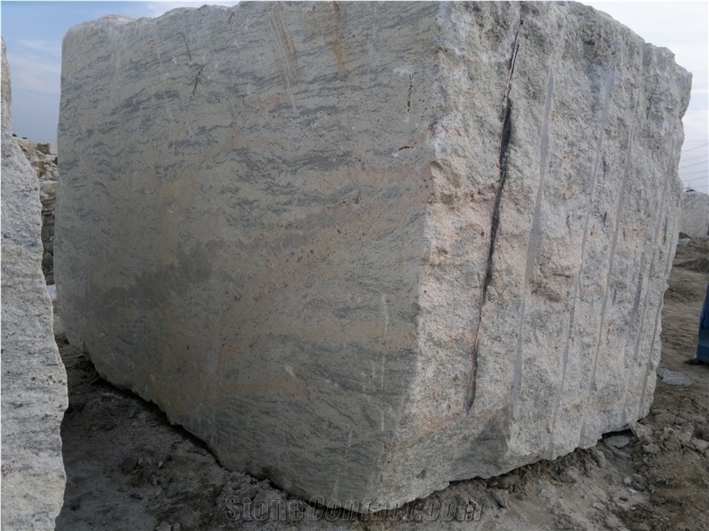 River White Granite Block, India White Granite