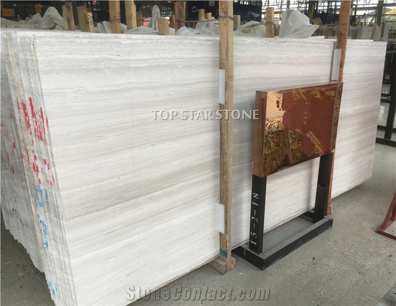 Cheap China White Wooden Vein Marble slabs