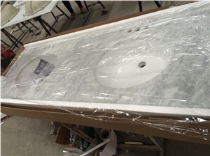 White Marble Vanity Top with Porcelain Sink