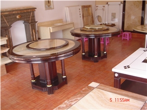 Dining Table Sets, Polished Marble Table Top, Round Tables